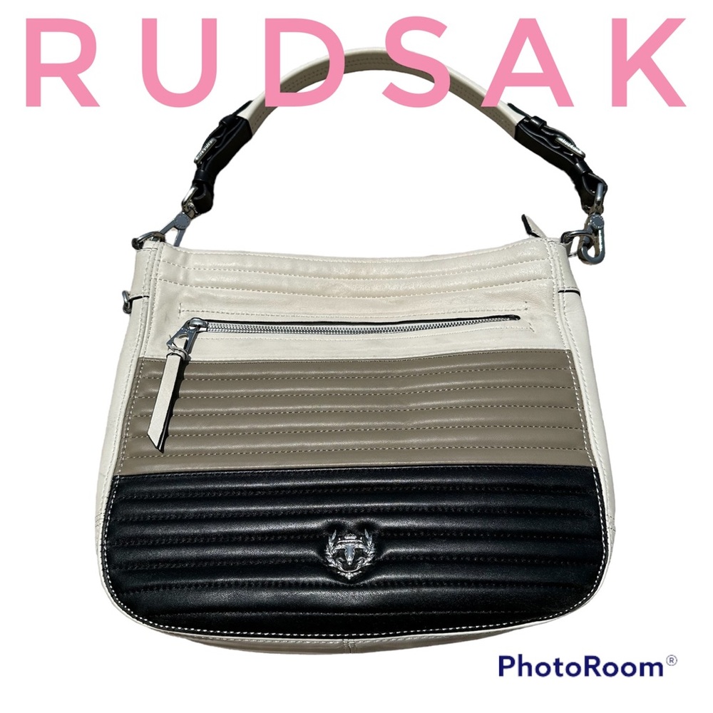 Rudsak “Damar” white/taupe/black leather shoulder bag.